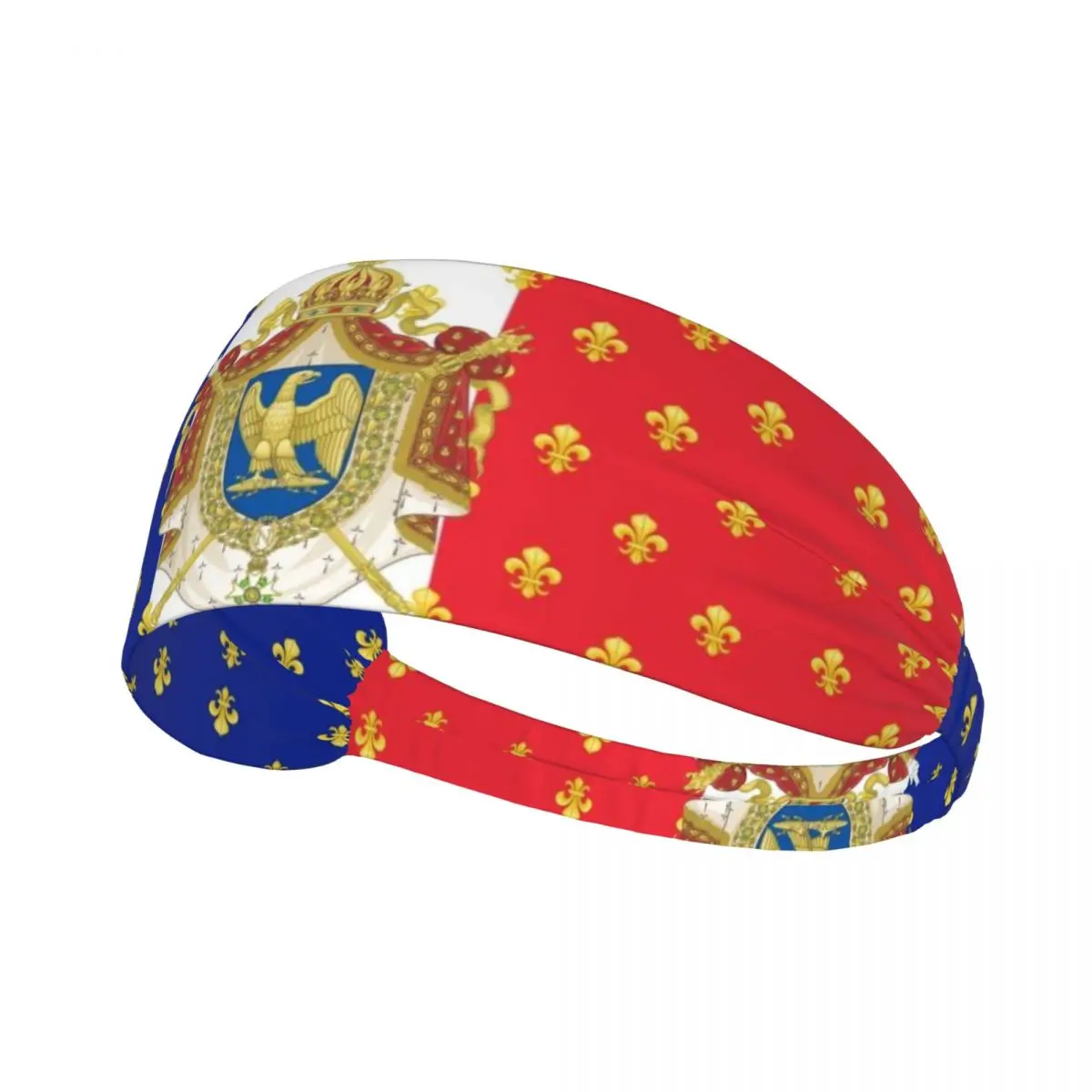 Custom Royal Standard Napoleon France Flag Training Sweatbands Non Slip Quick Drying French Empire Coat Of Arms Headband Cycling