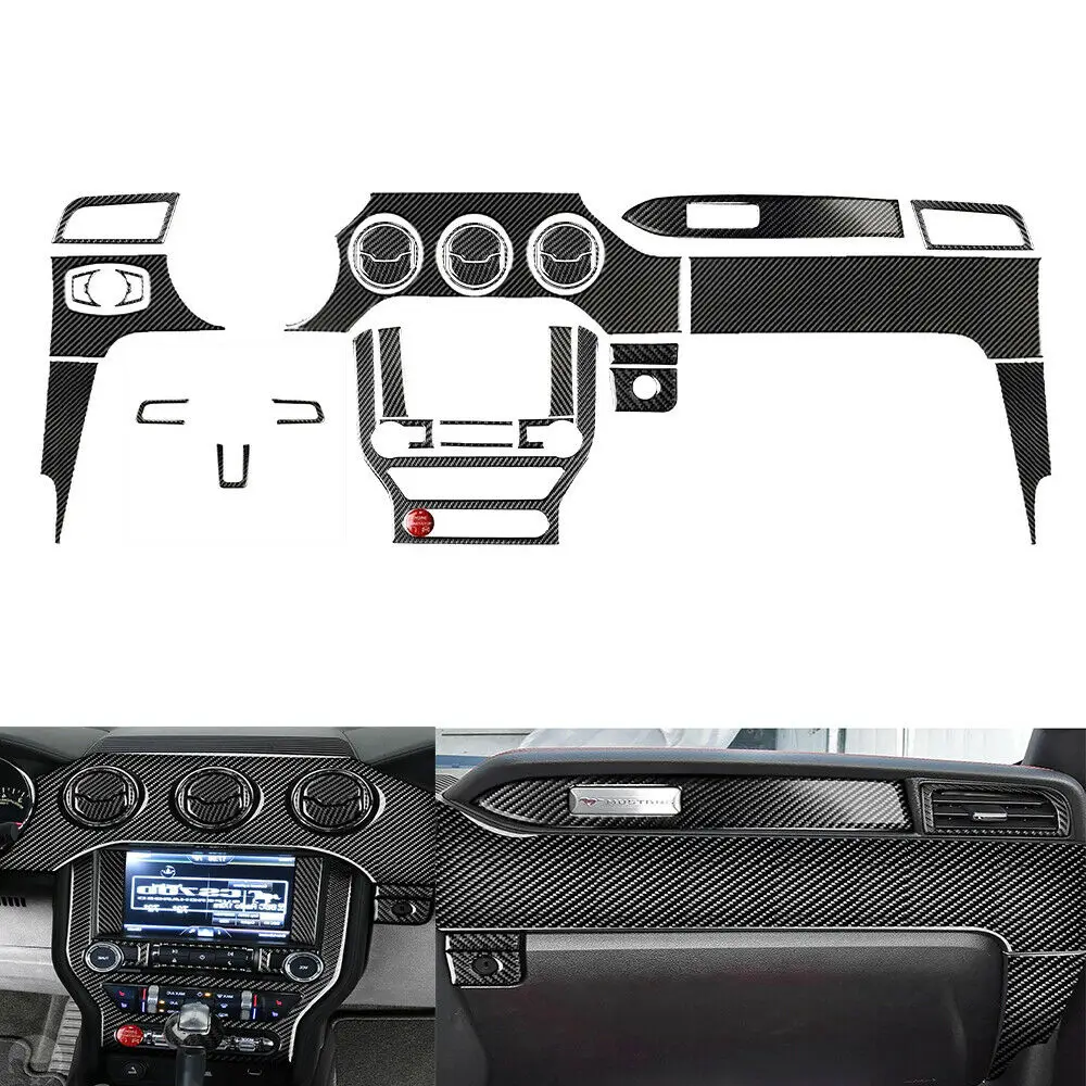 

1 Set Carbon Fiber Interior Full Set Decor Trim Sticker For Ford Mustang 2015 2016 2107 2018 2019