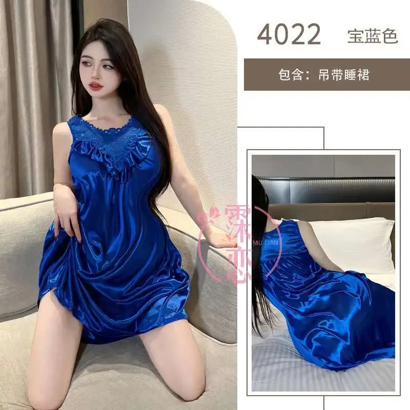 ชุดเดรสเสื้อใส่อยู่บ้านแขนกุดขนาดใหญ่สำหรับฉบับภาษาเกาหลีฤดูร้อนชุดเดรสลูกไม้ทรงหลวมสายเดี่ยว Comfort สายเดี่ยวคอวีตื้น