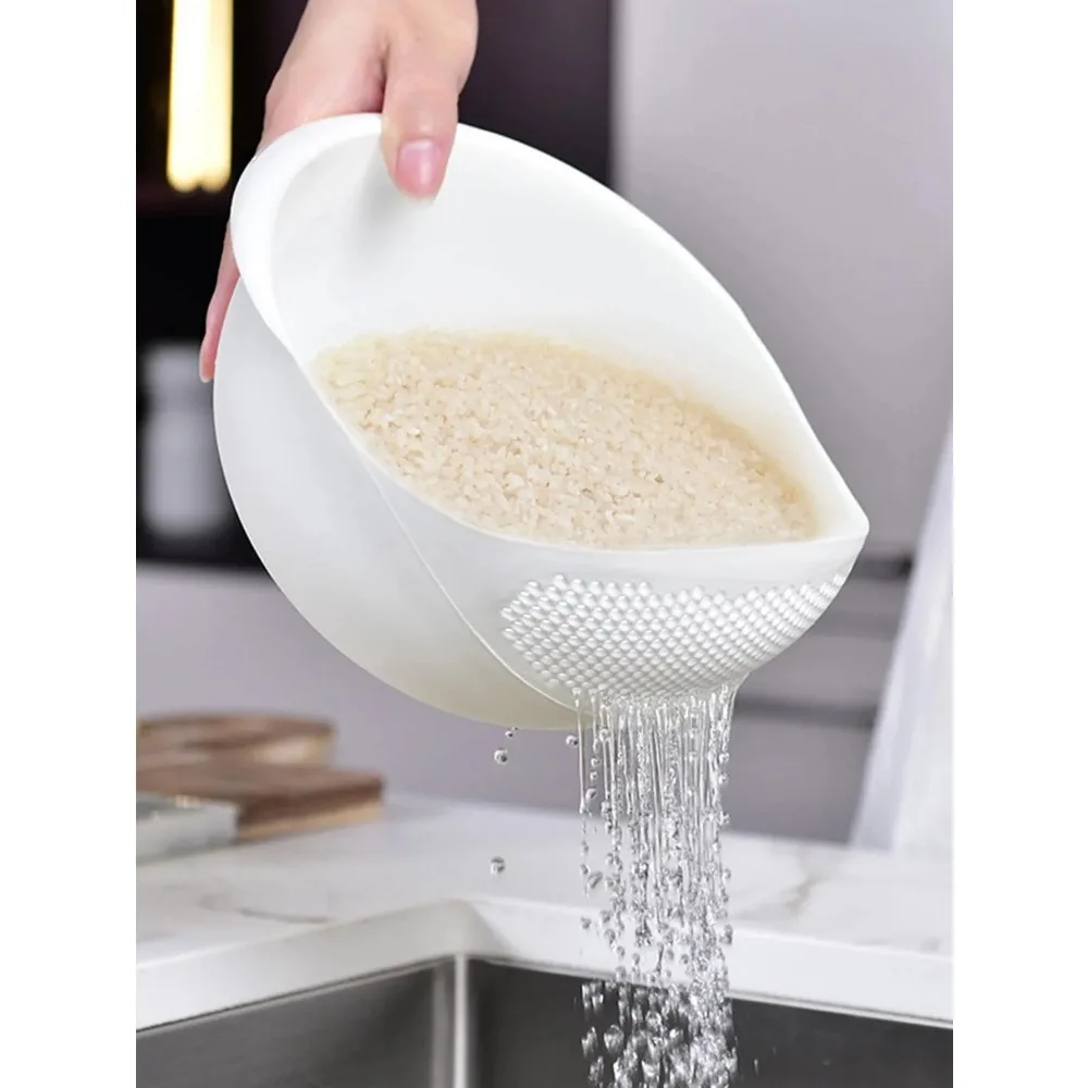 1PC-Silicone Colander Rice Bowl Drain Basket Fruit Bowl Washing Drain Basket with Handle Washing Basket Home Kitchen Organizer