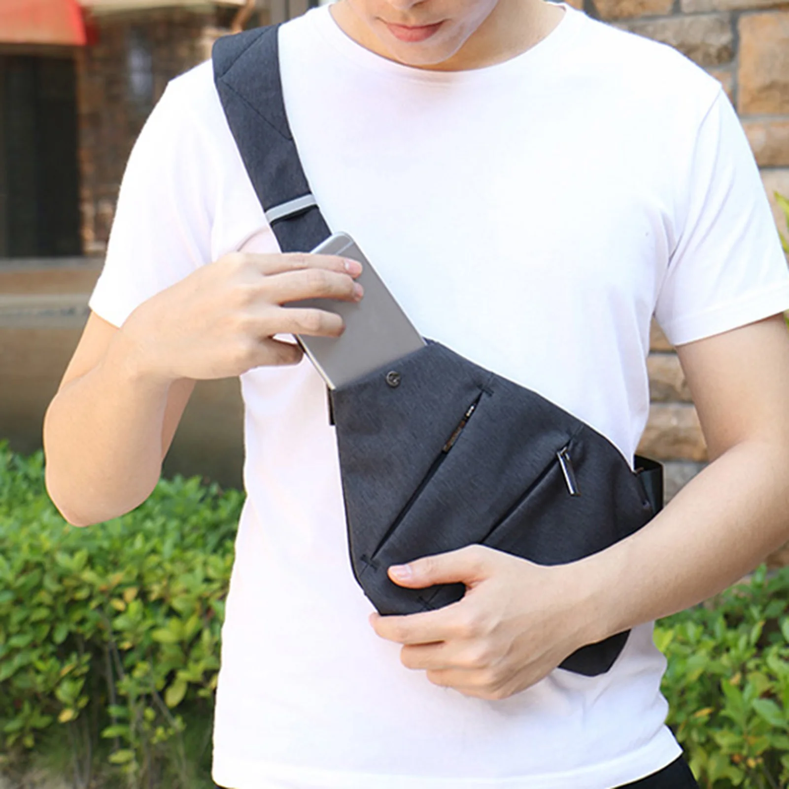 Men Crossbody Sling Bag Adjustable Strap Thin Lightweight Soulder Bag Gifts n Teens Cross Body