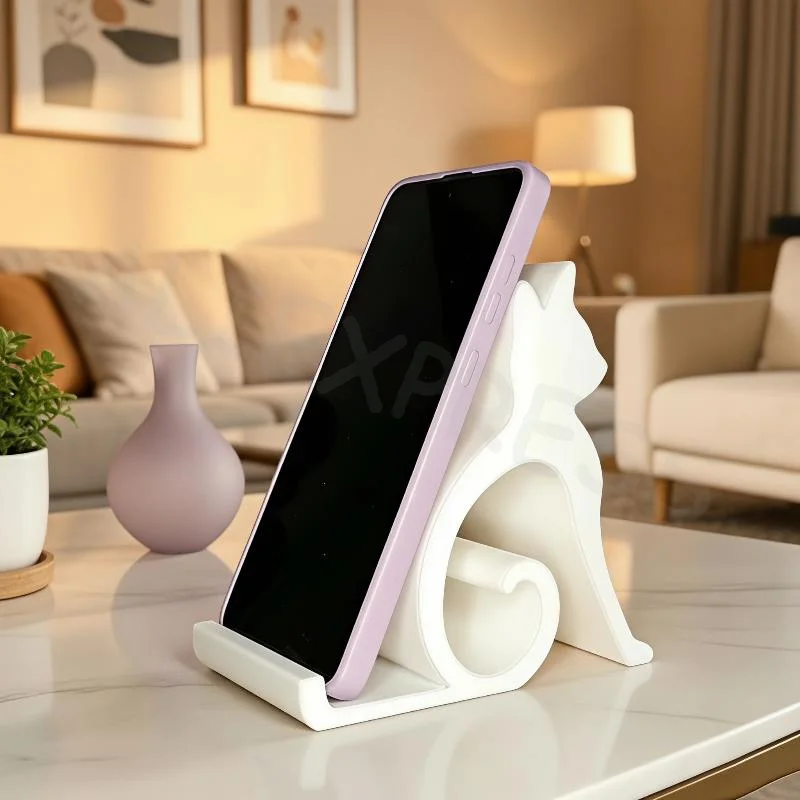 3D Printing Cute Cat Dog Design Phone Stand Non-slip Desktop Bracket Fits All Smartphones Tablets for Watching Videos Live view 5