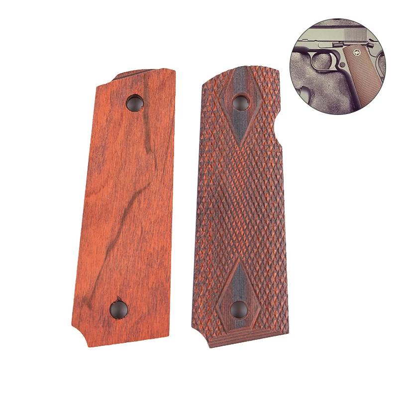 2pcs Natural African Mahogany Non-slip Handle Patches Suitable For 1911 Grip