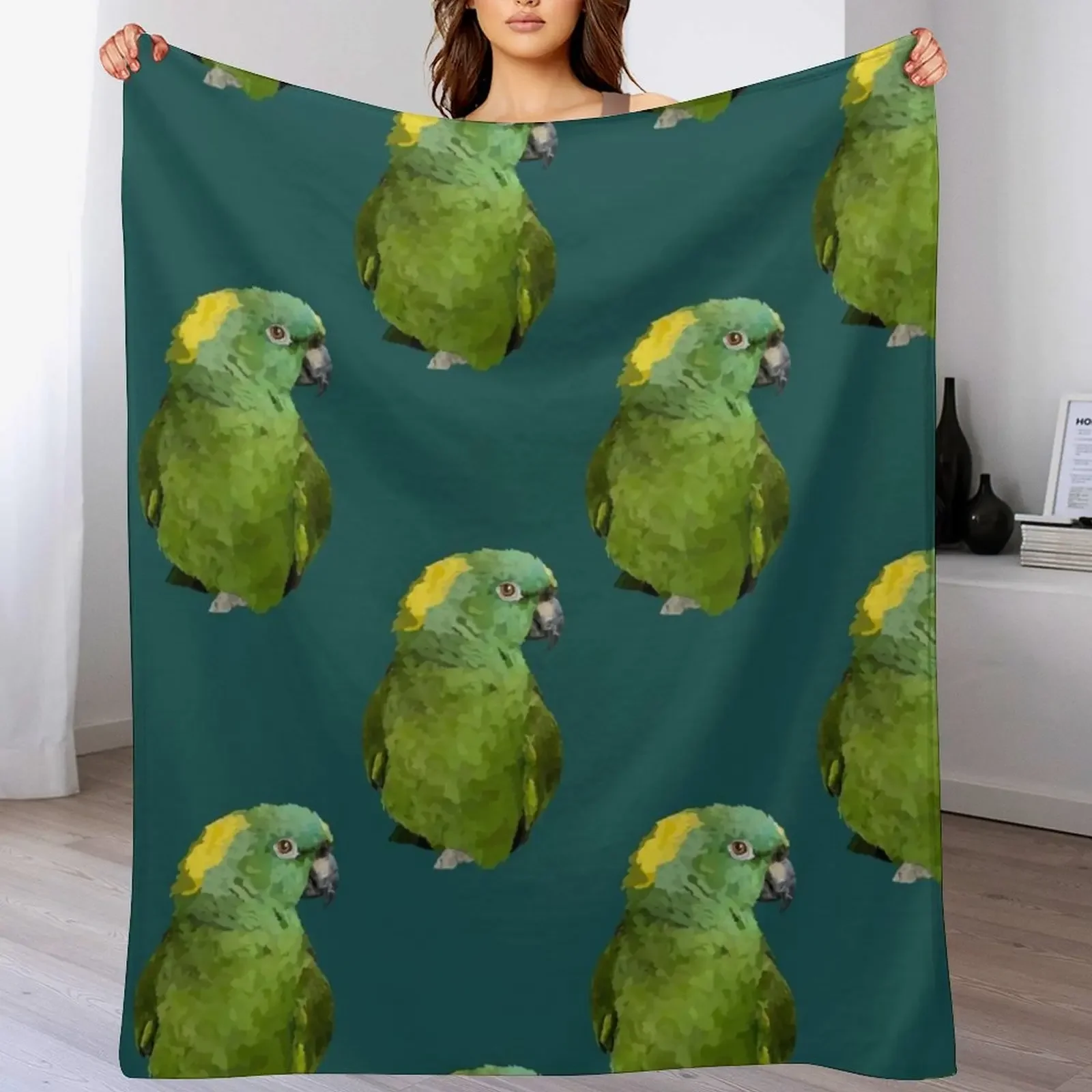 Yellow-Naped Amazon Throw Blanket Shaggy Furry Soft Blanket for Bedroom Living Room
