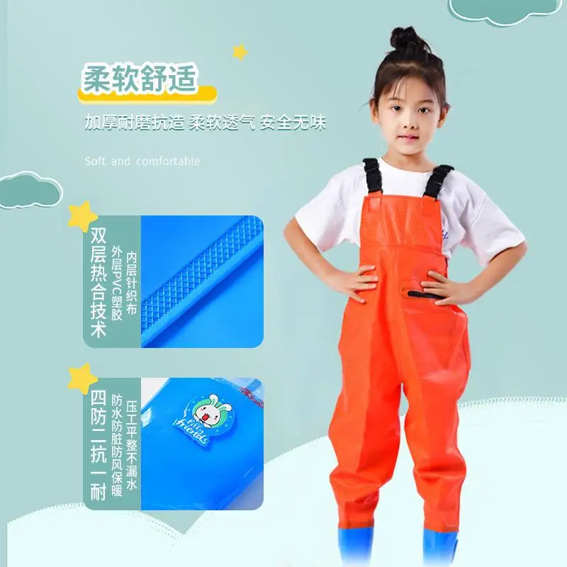 Children's Overall Water Pants Beach Playwear Nursery Garden Gear Water Fork Rain Pants Kids Fishing Surfing Sandy Coast