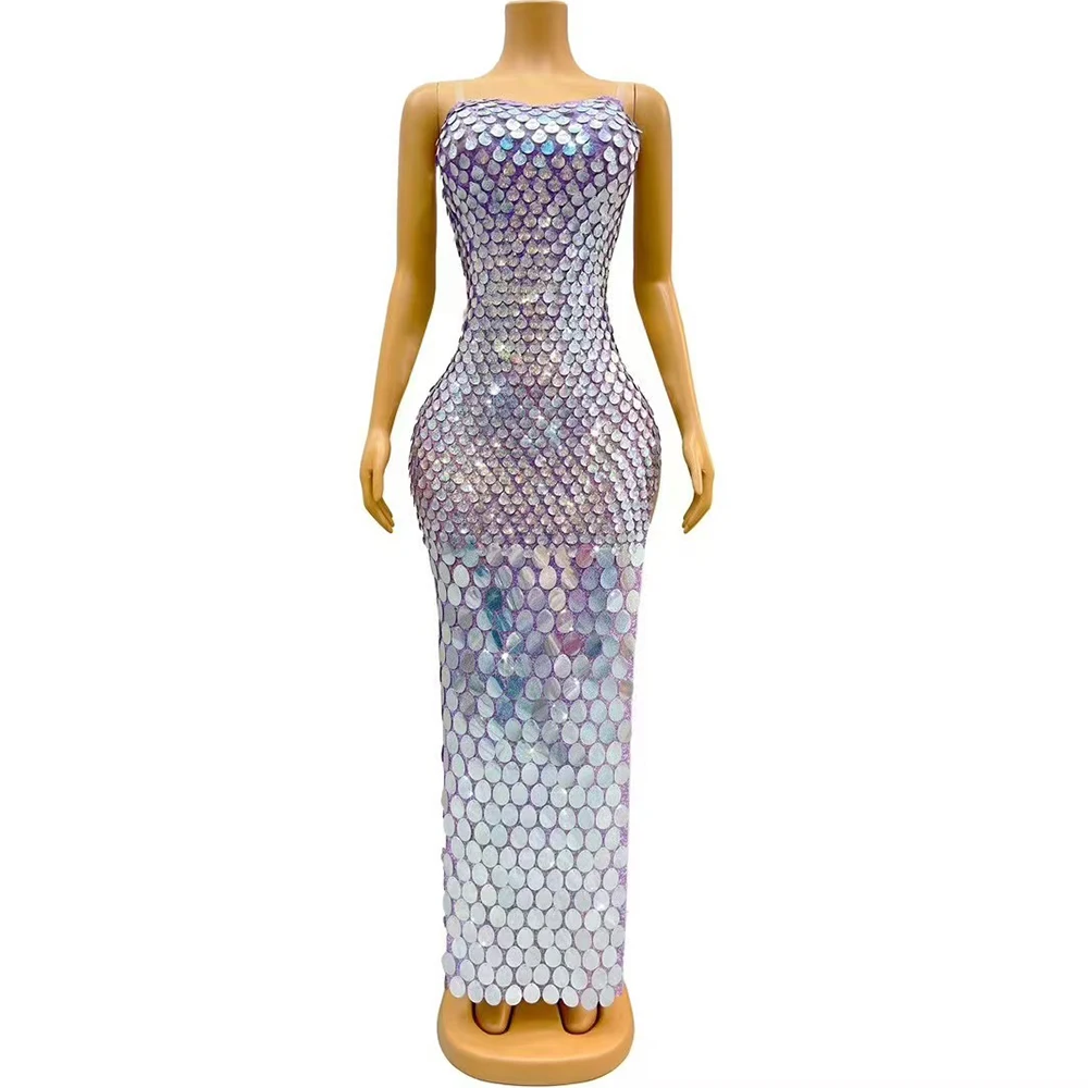 

Womens Sexy Sparkly Sequin Backless Dress Mermaid Costume Elegant Slim Fit Long Dress Fashion Club Birthday Party Evening Dress