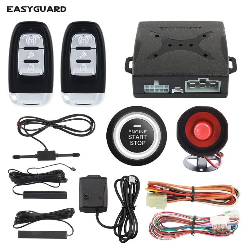 EASYGUARD ec003-ns Push Button Start Remote Engine Start Shock Alarm Warning Central Door Lock Passive Keyless Entry