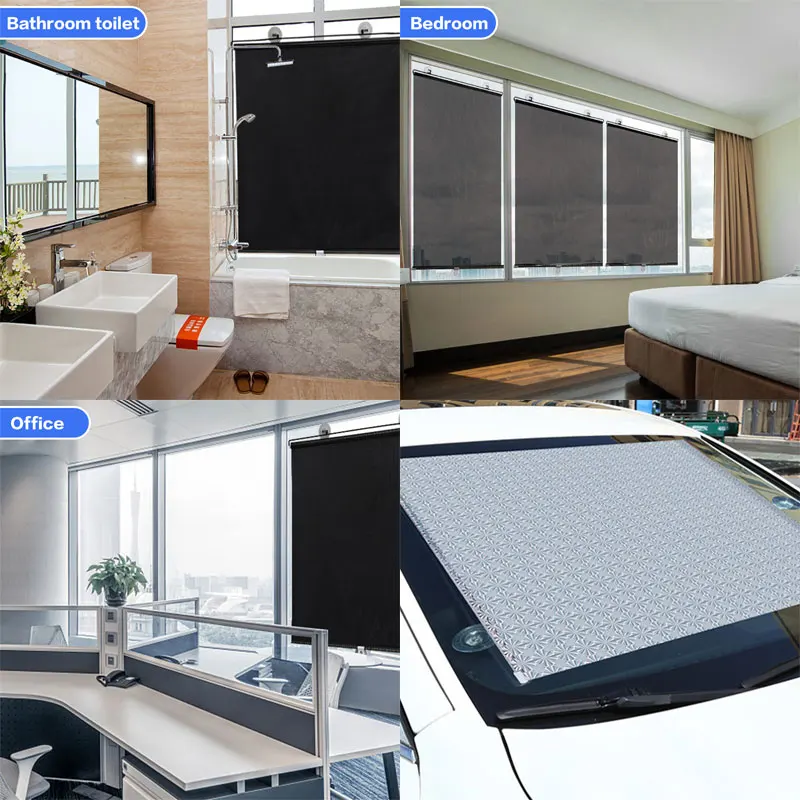 Universal Roller Blinds Suction Cup Sunshade Blackout Curtain Car Bedroom Kitchen Office Windows Sun-shading Nail-free Sun Blind