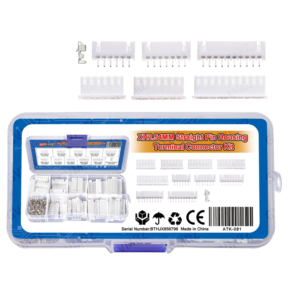 260PCS 6-10P XH2.54 6/7/8/9/10 Pin Terminals Plastic Shell Male Female Plug Socket Wire Connector XH 2.54 6P 7P 8P 9P 10P KIT