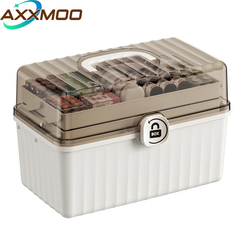 1PCS 3-Layer Folding Storage Organizer, Versatile Tool Box, Art Crafts Case, Sewing & Medicine Organizer for Home First Aid