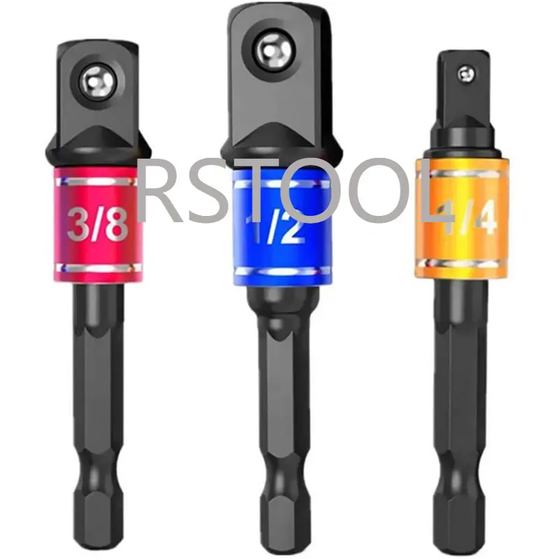 Bộ 3 Máy Khoan Ổ Cắm Adapter Bộ Chuôi Lục Giác Tác Động Driver Ổ Cắm Adapter Ổ Cắm 1/4 "3/8" 1/2 "Tác Động Điều Khiển Adapter