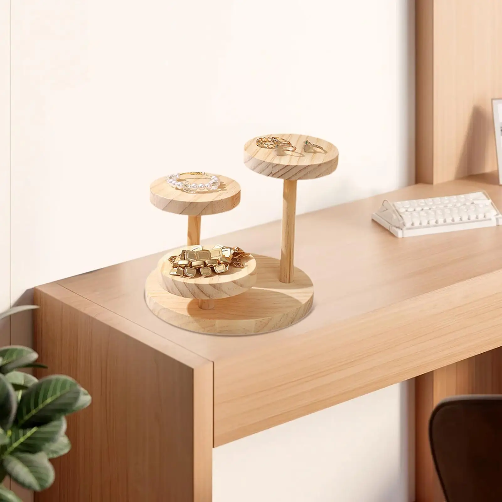 Jewelry Display Risers Wooden Decorative Round Shelf for Watch Figures Watch