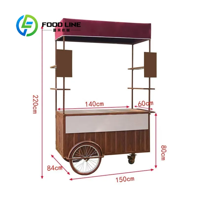 

Customized Ice Cream Bike Push Cart Portable Tricycle Frozen Delights Vending Cart for Street Business