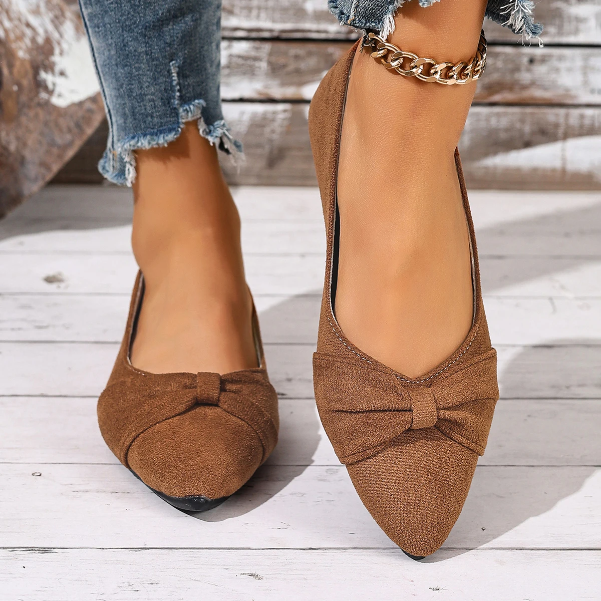 Neuer Stil, spitzer Zehenbereich, flacher Mund, atmungsaktiv, Schleifendekoration, modische und elegante, lässige, flache Schuhe für Damen, Zapatos Mujer – Detail 14