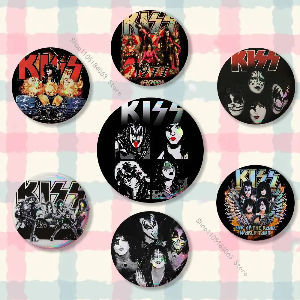 

K-Kiss Rock Band Creative Round Badge Button Pin Bag Decor Fans Collection Friends Gift Brooch