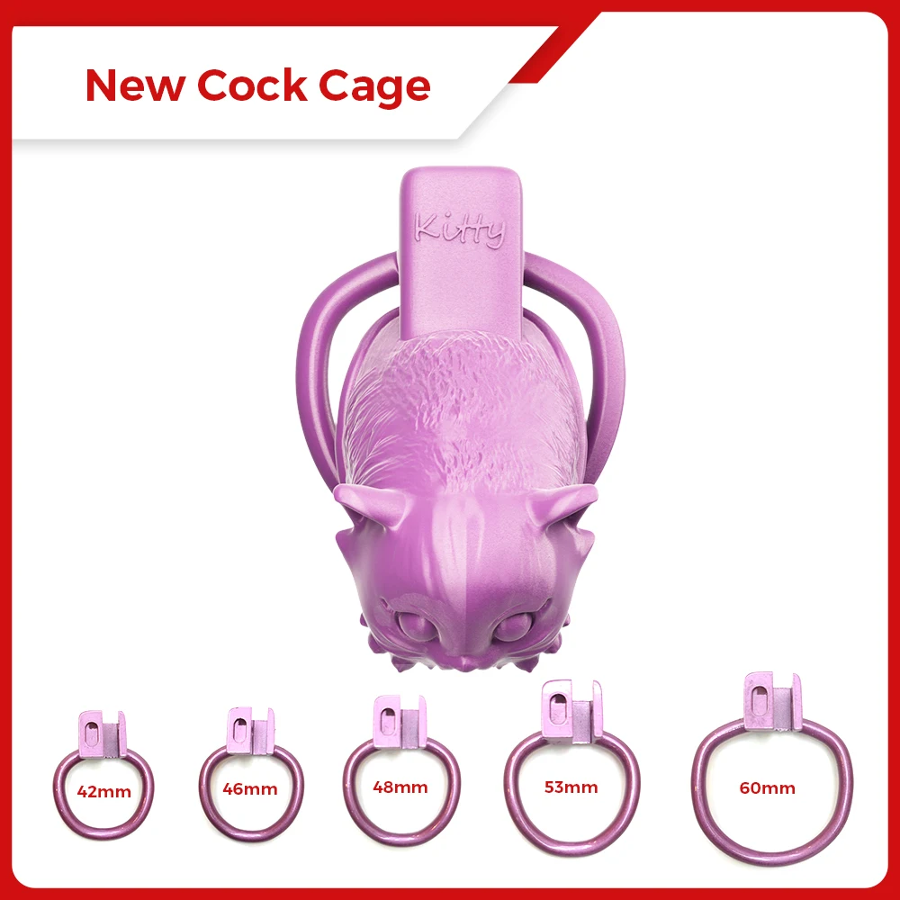 Purple Kitty Cat Chastity Cage Devices Cock Cage with Stealth Lock Ring with Stealth Lock Ring Sex Tool For Men Adult Sex Toys