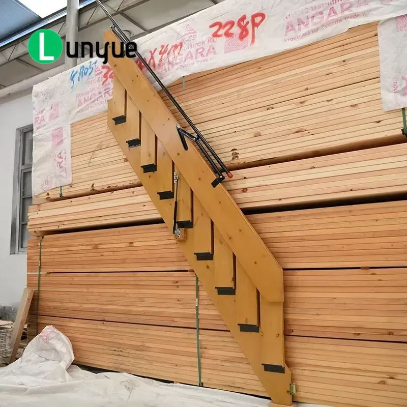 Solid Wood Wall Folding Stairs for Attic Basement Loft Duplex Warehouse Easy to Retract Customizable Space Saving Home