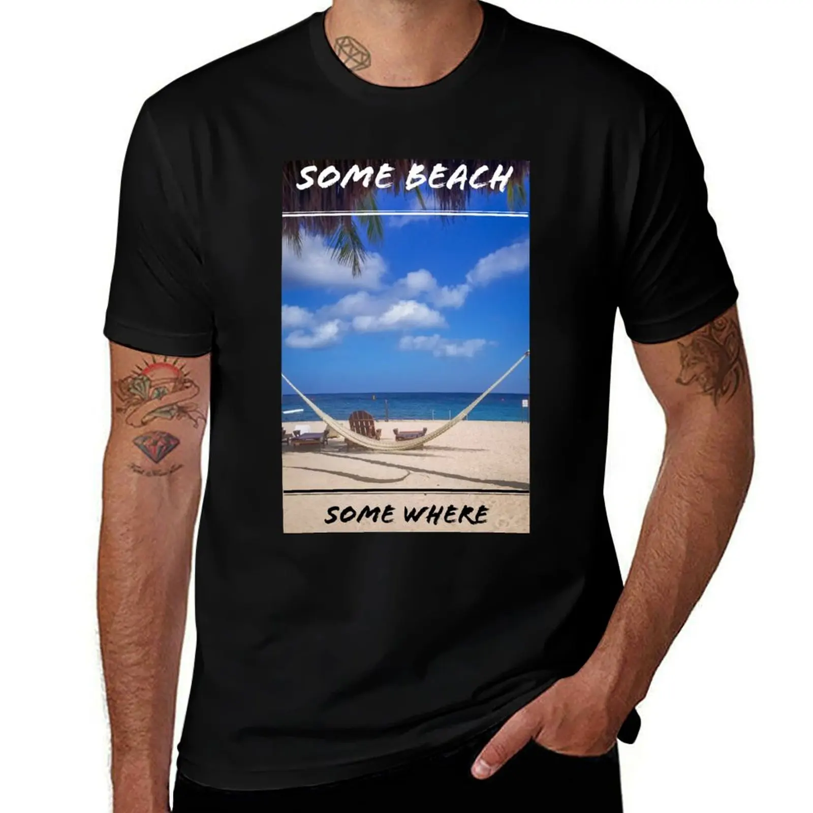 

Beach T-Shirt anime t shirts oversize man t shirt heavy cotton T-Shirt