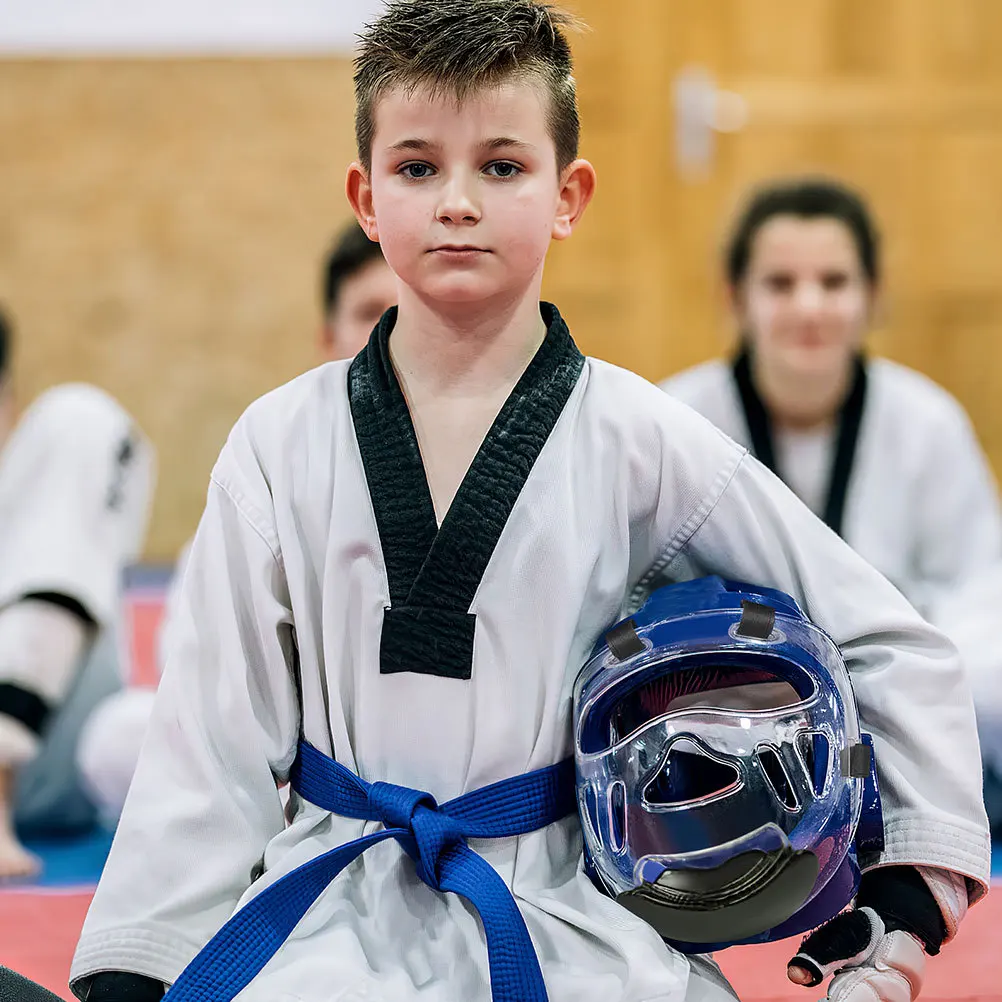 

2Pcs Detachable Face Guard Taekwondo Karate Protective Gear Comfortable Fit Lightweight Portable Sparring Headgear