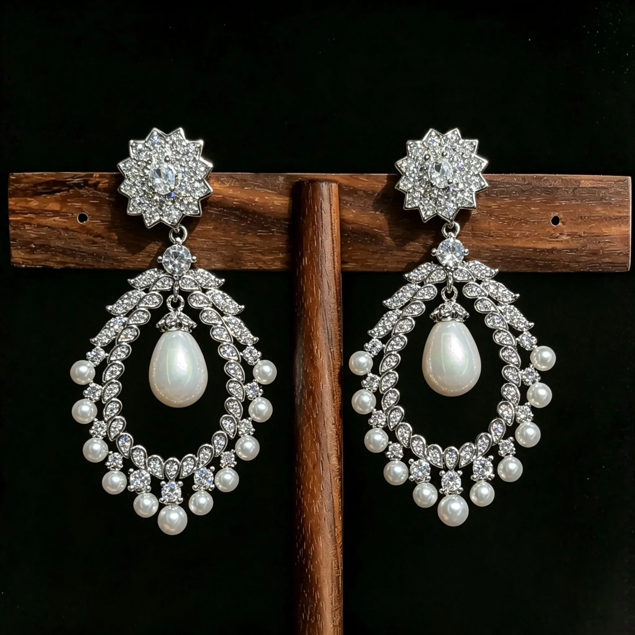 HIBRIDE New Deluxe Exquisite Water Drop Pearl Earrings Suitable for Middle Eastern Wedding Bridal Party Jewelry Gift E435