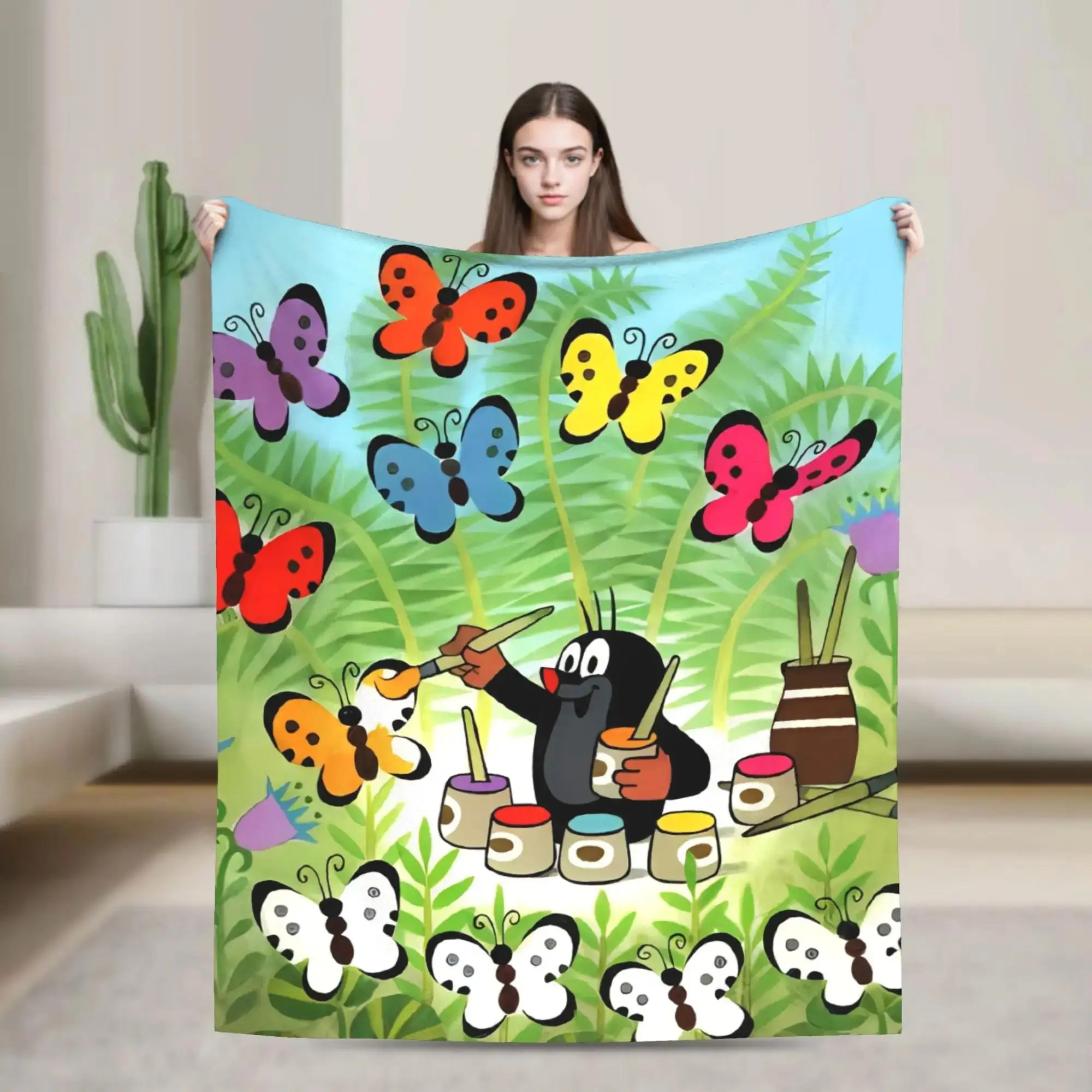 

Плюшевый плед The Little Mole для дивана, кровати, гостиной, мягкий фланелевый плед для пикника