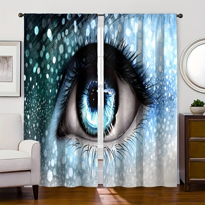 2pcs Eye Creative Pattern Curtains For Living Room Bedroom 3D Digital Printing Rod Pocket Curtain Home Decor Window cortina