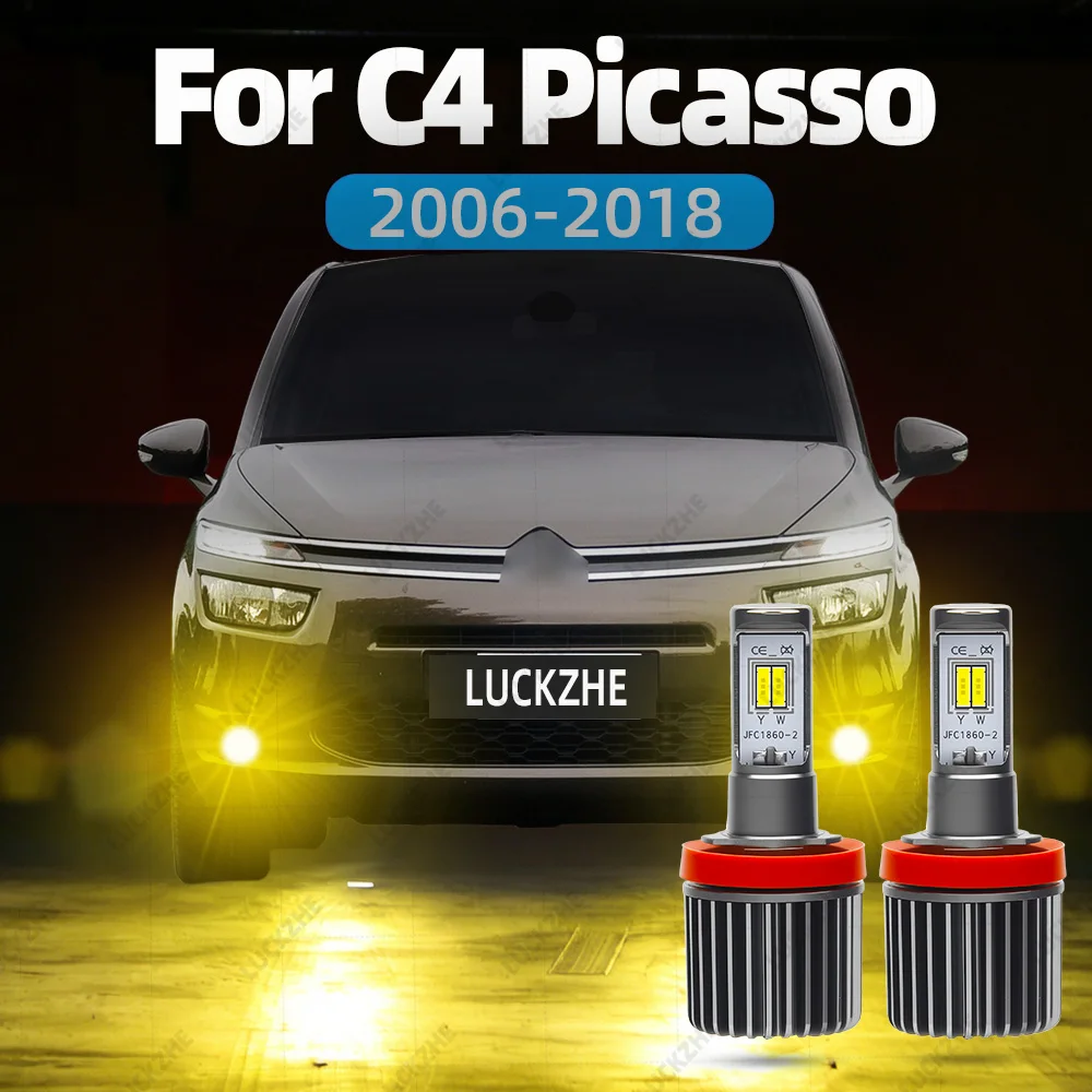

LED Front Fog Light Bulb For Citroen C4 Picasso 1 2 Accessories 2006-2014 2015 2016 2017 2018 Dual Color LED Fog Light Yellow