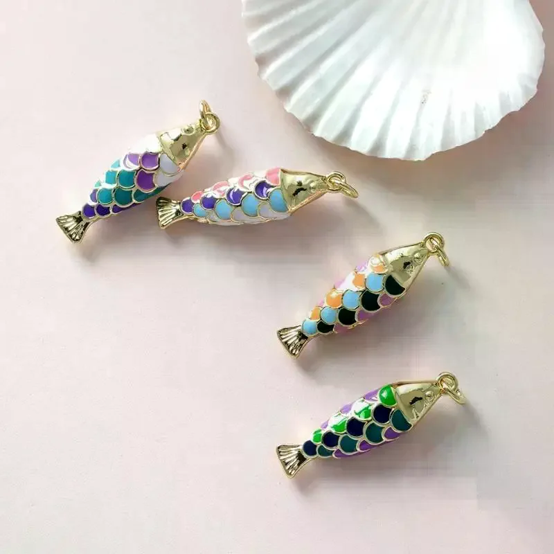 Non-toxic Colored Enamel Fish DIY Charms Accessories for Earrings Bracelet Necklace Jewelry Craft Making