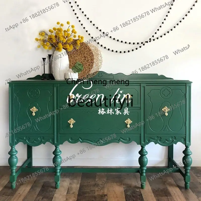 

178French light luxury entrance hall entrance cabinet/American retro living room storage table/partition locker