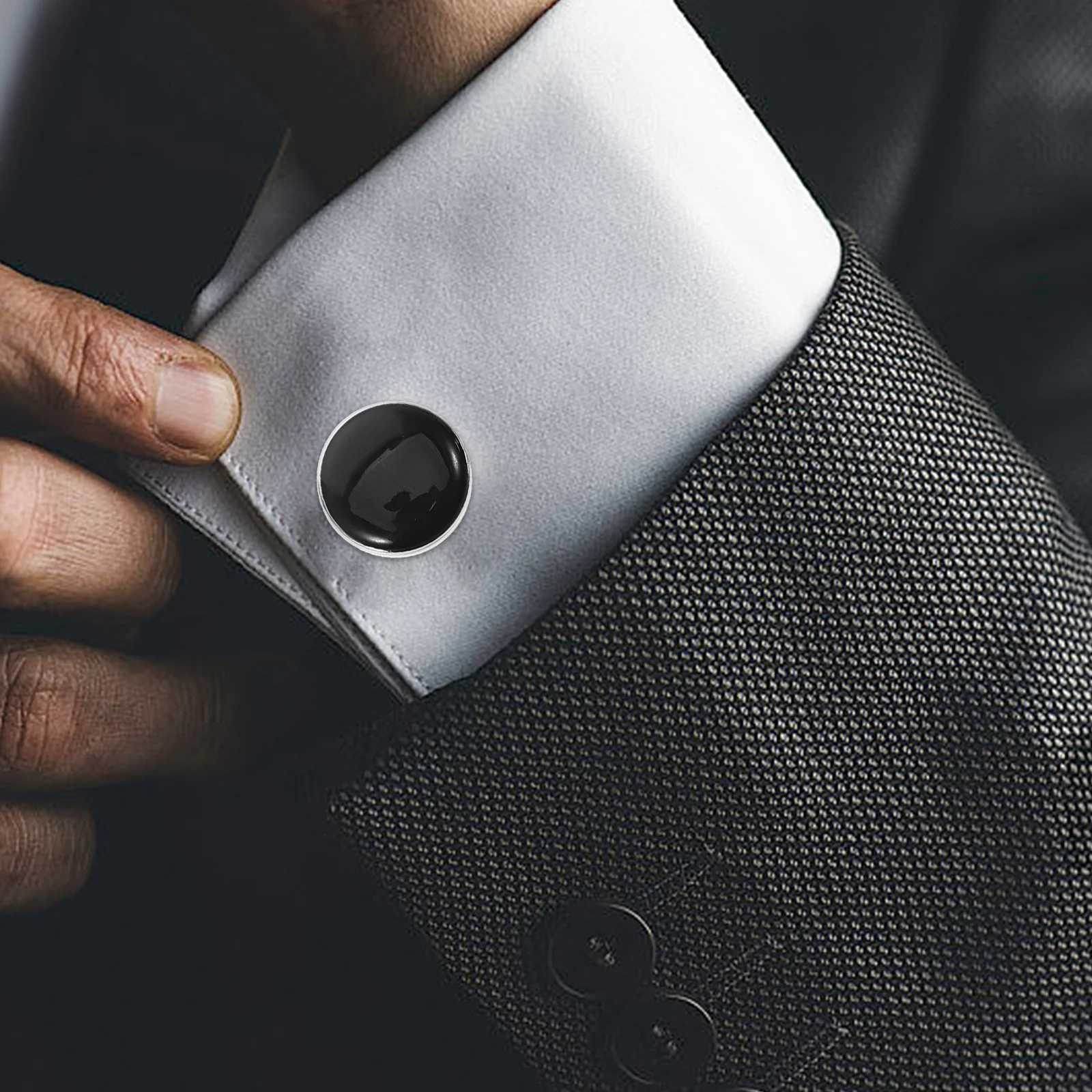 

2 Pcs Suit Cuff Pins Black Suits for Men Shirt Button Covers Zinc Alloy Mens Dress Shirts