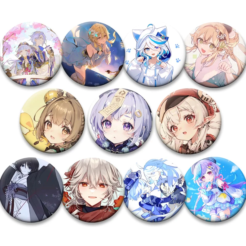 Игра-аниме-genshin-impact-кнопки-булавки-klee-furina-nahida-xiao-мультяшные-броши-круглый-значок-для-декора-рюкзака-фанаты-собирать-подарки