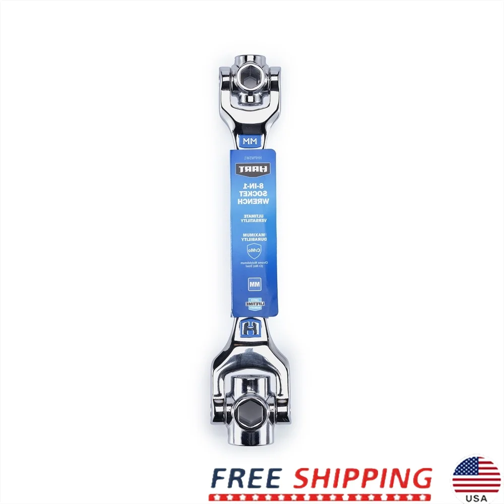 

Торцевой ключ с несколькими головками 8 в 1, сверхмощный CRV, сталь, вращение на 360 градусов, регулируемый компактный инструмент с маркировкой большого размера