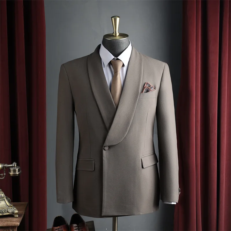 

KIDWHXR Blazer Man Simple Solid Color Versatile Male Outerwear Long Sleeve Pocket Slim Comfortable Business Casual Men Suit Coat