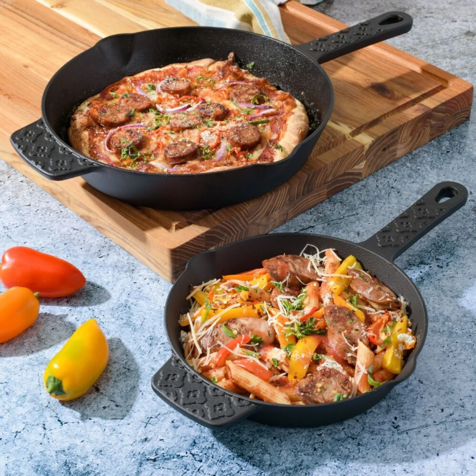 US Savory Saffron Pre-Seasoned Cast Iron Skillet Set - 10