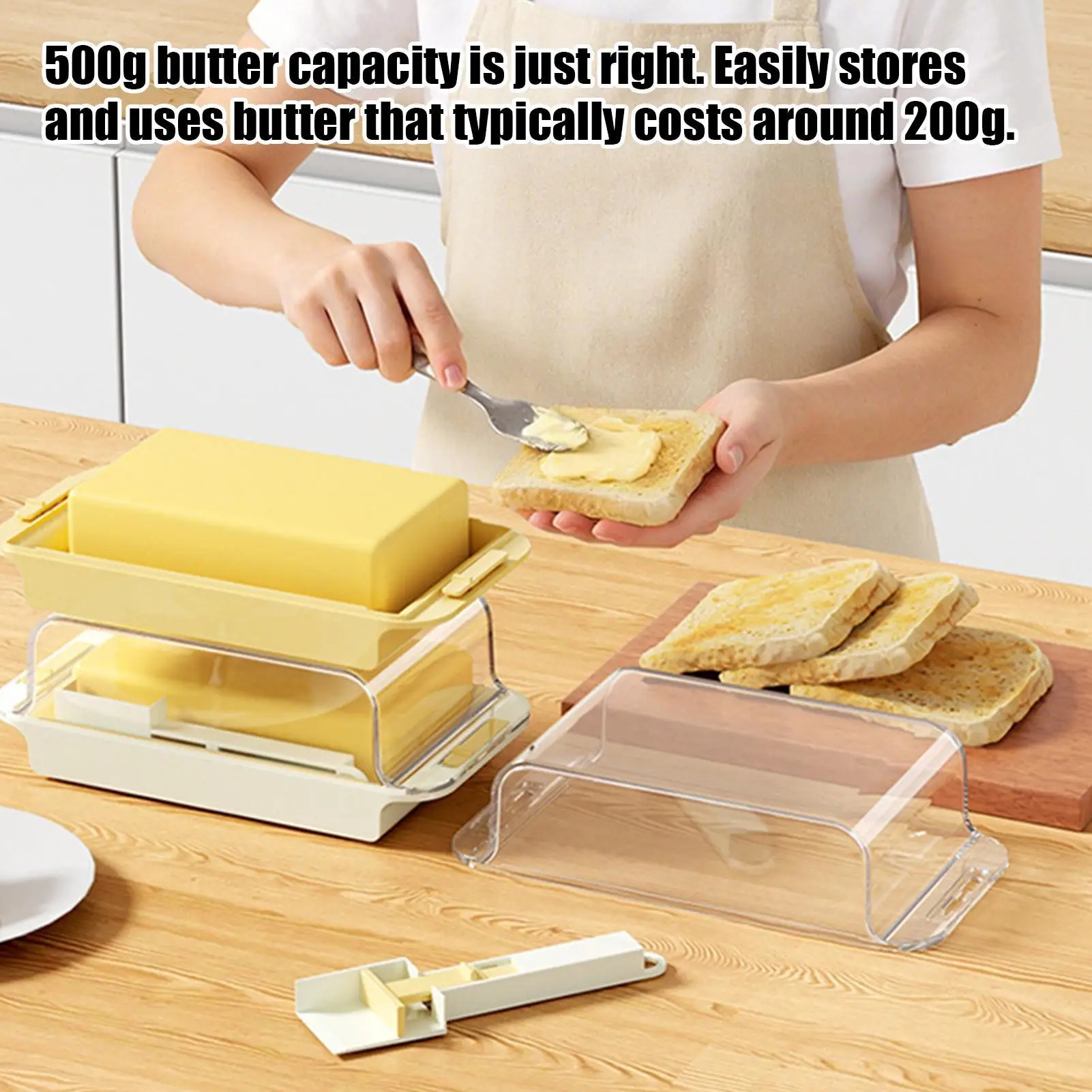 Mantequillera con tapa transparente estilo rústico, dispensador elegante para barras de mantequilla y crema, para encimera estilo Costa Oriental