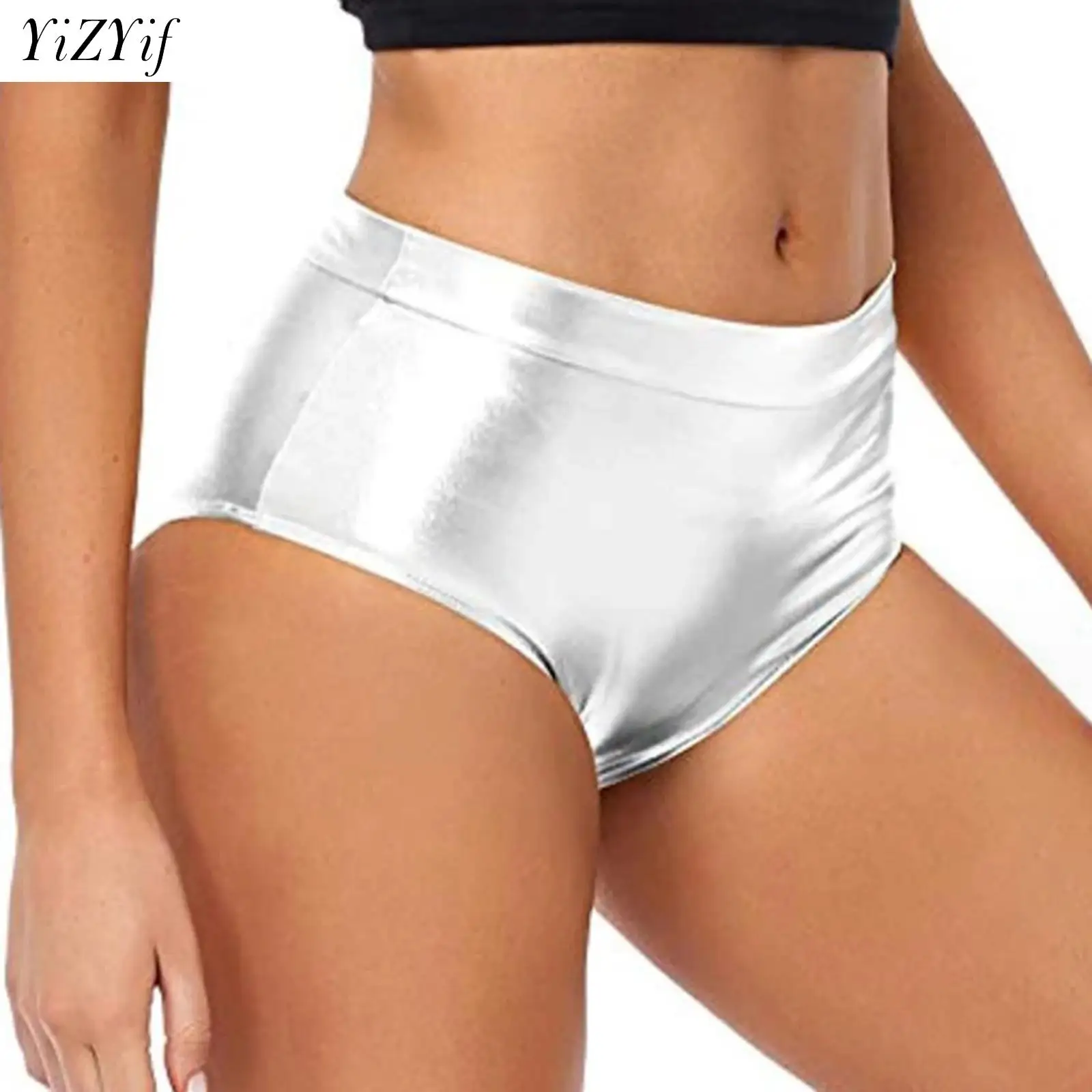 Sexy Women Metallic Booty Shorts Panties Hot Pants for Rave Dance Music Festival Carnival Party Bottoms Club Pole Dancing Wear