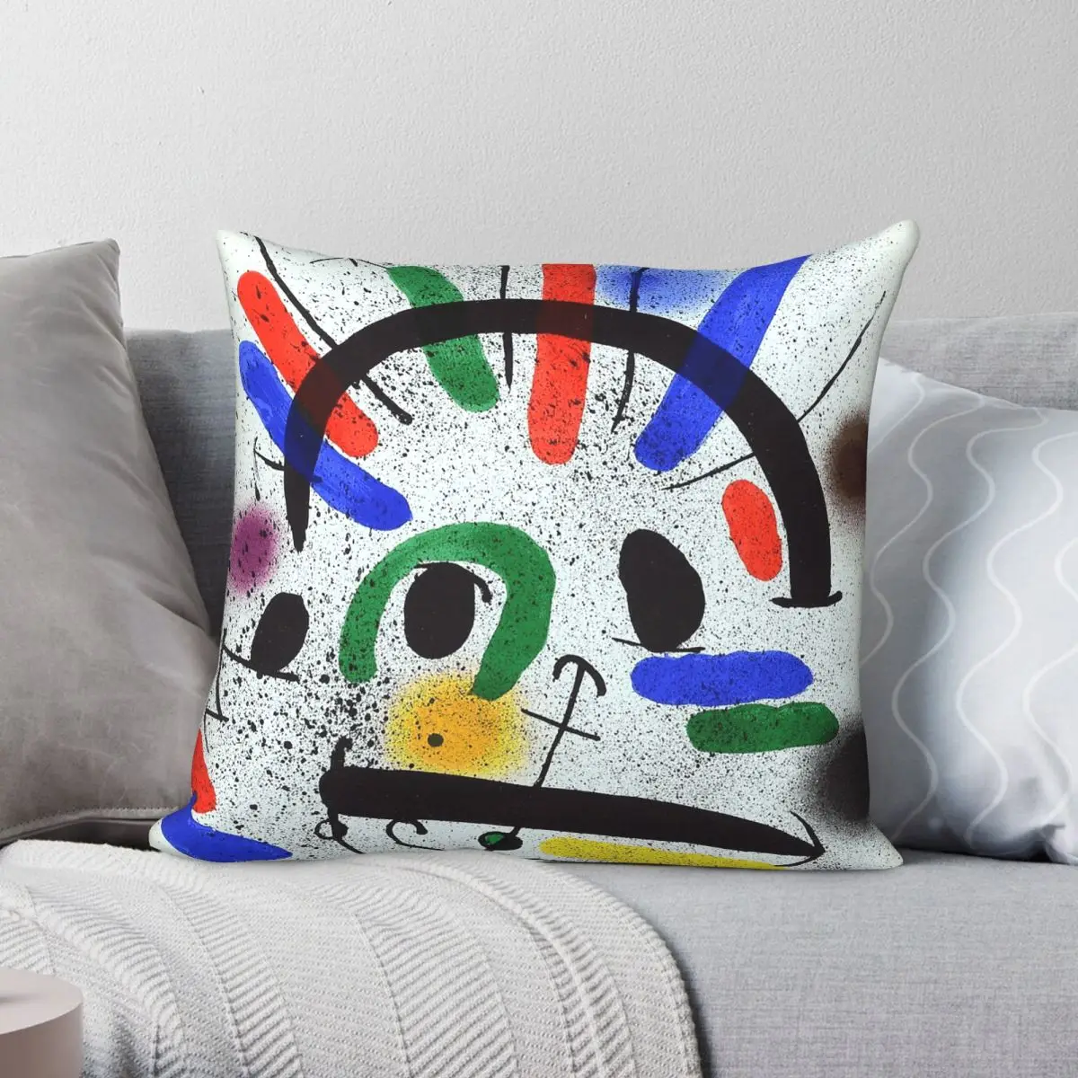 Joan Miro Art Work Pillowcase Polyester Linen Velvet Printed Zip Decor Bed Cushion Cover 45x45