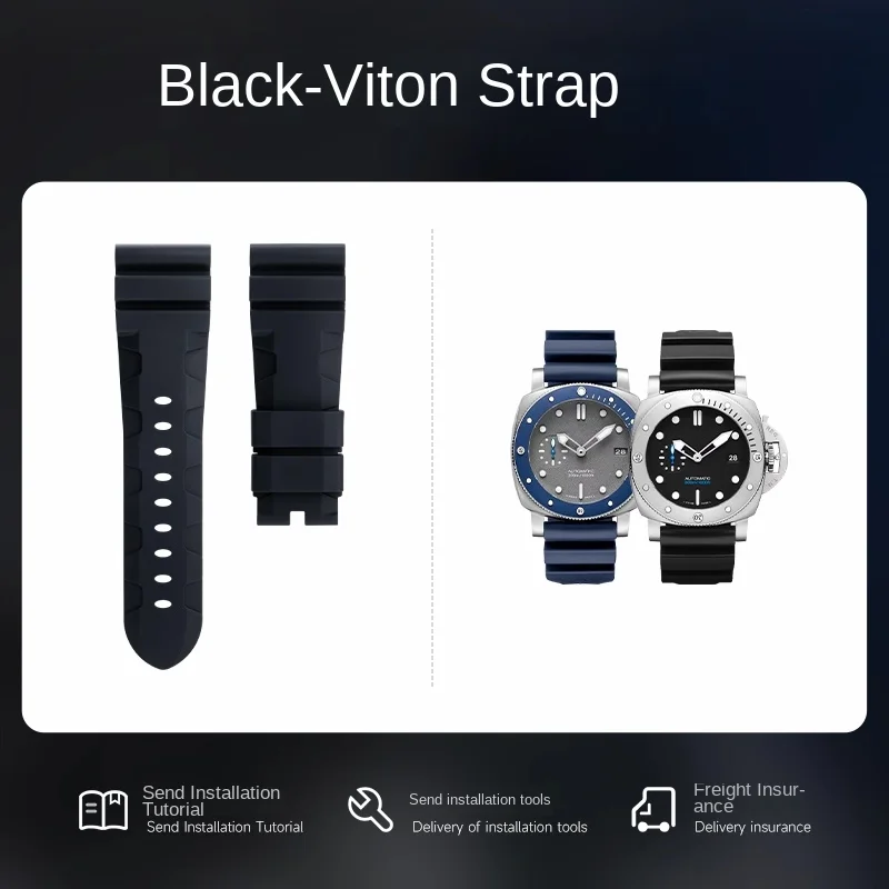 100% OEM لبانيراي فلورو حزام ساعة مطاطي 22/24/26 مللي متر متوافق مع Luminor غاطسة PAM441 البرق مقاوم للماء