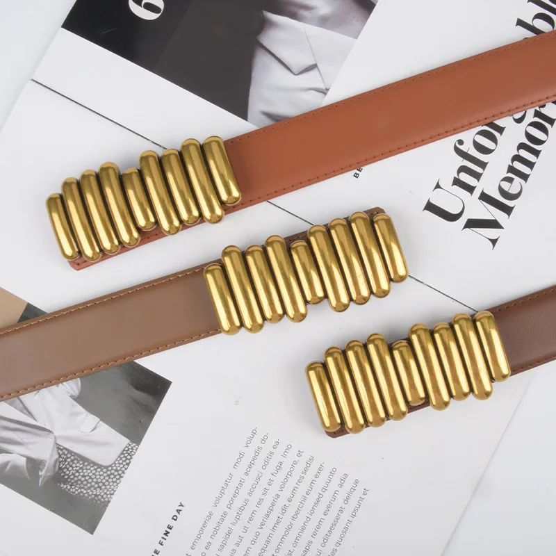 Persoonlijkheid Gesp Mode Vrouwen Echt Lederen Rups Riem Best Bijpassende Jurk Jeans Riemen Voor Lady Designer Luxe Riem