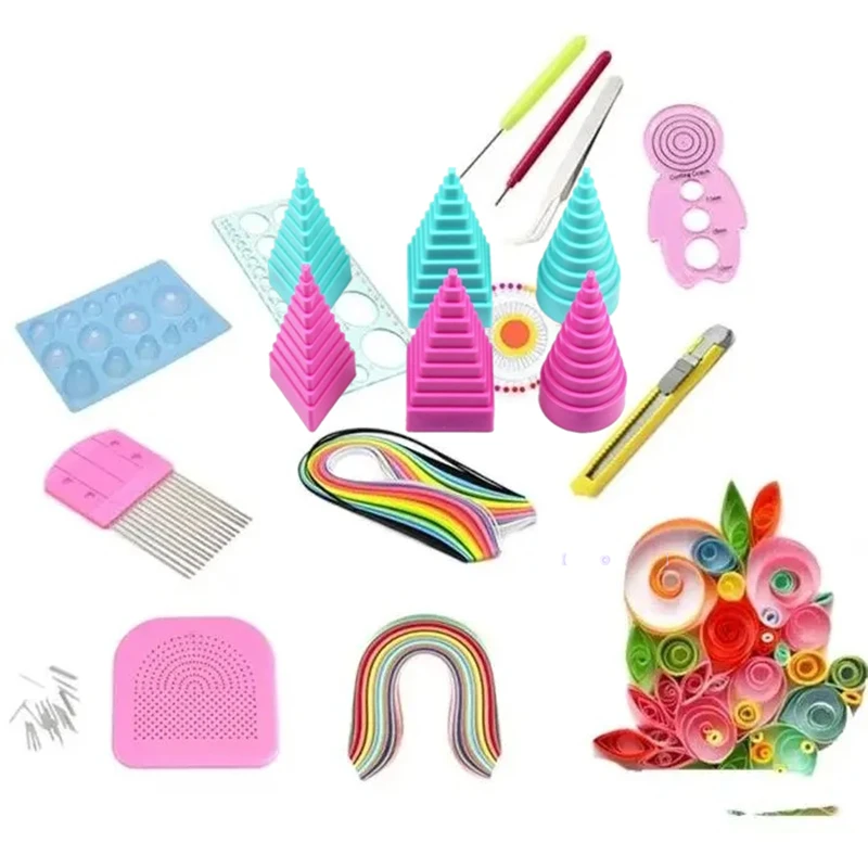 DIY Quilling Tool Set Paper Craft Comb Pen with Quilling Strips for Scrapbooking Card Making Handmade Art Decorations