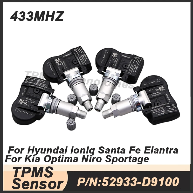 

1/4PCS 52933-D9100 TPMS Tire Pressure Sensor For Hyundai Ioniq Santa Fe Kia Niro Optima Sportage Genesis G80 52933-D4100 433MHz