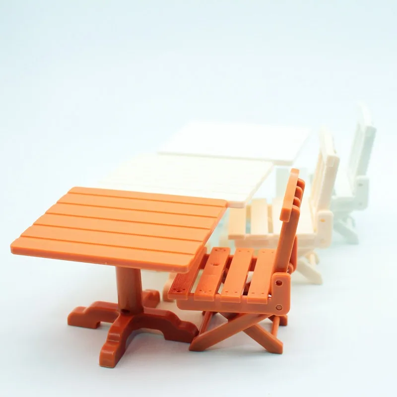 Dollhouse Mini Minimalist Dining Table & Chair Set Tiny Combined Furniture Miniature Scene Model