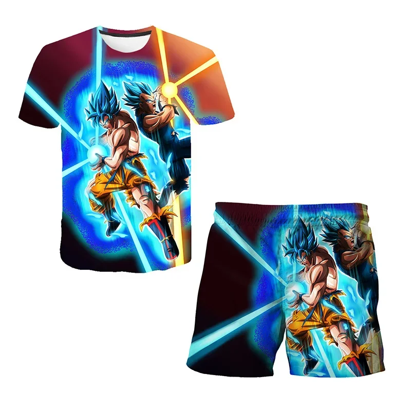 

Dragon Ball Z Hot Boys 3D T-shirt Anime Cosplay Set Summer Top Shorts Breathable Goku Character Gift Clothing