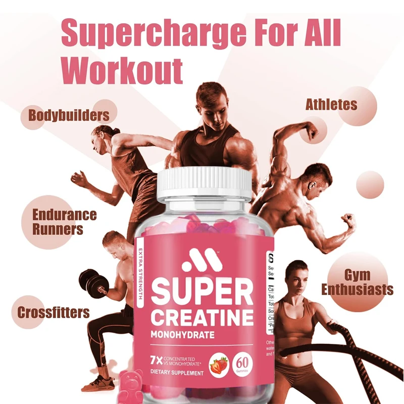 Super creatinine monohydrate, sugar free, a bodybuilding and recovery supplement that increases muscle size and strength