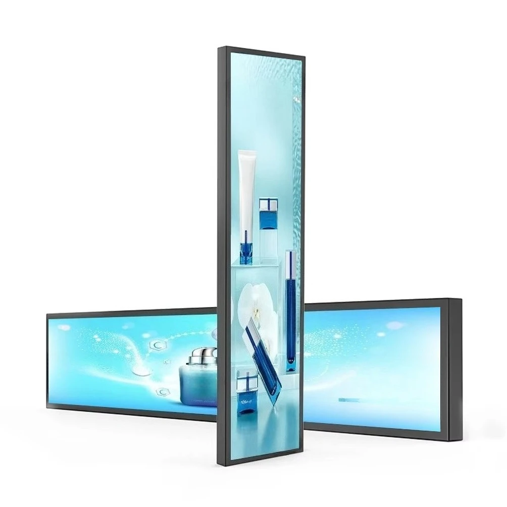 Digital menu board, vertical ultra-thin advertising screen, wall mounted commercial signage