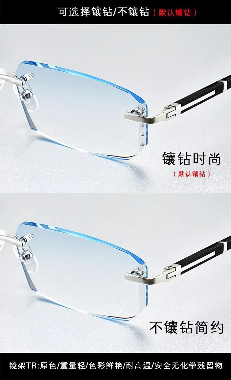 Männer Myopie Brille Business Rahmenlose Transparente Anti Blau Myopie Brille Anti Müdigkeit Outdoor Brille – Detail 4