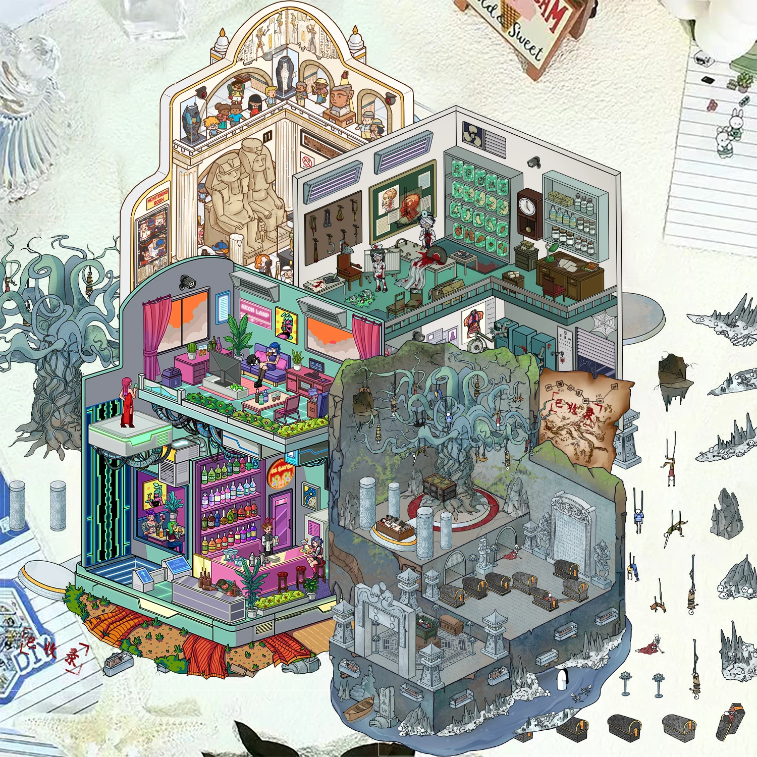 ครัวอุ่น 2 ชิ้น Cat RV ไซเบอร์ ​ ​ ​ ​ บ้าน ทิวทัศน์ DIY ทิวทัศน์ ฉากจิ๋ว สติ๊กเกอร์ซ้อนภาพ สติ๊กเกอร์ภูมิทัศน์