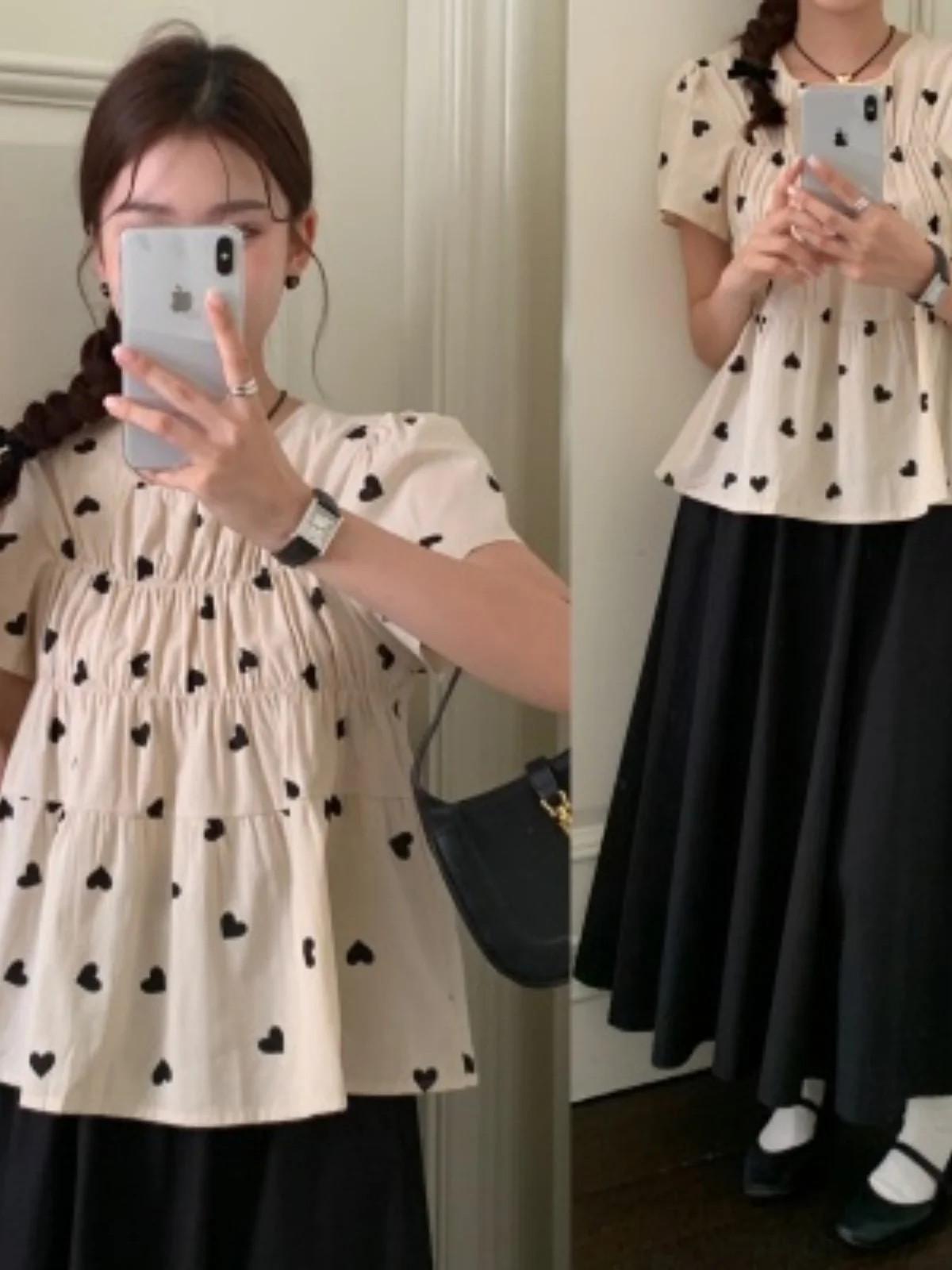 

Летняя повседневная свободная женская рубашка с плиссировкой и мелким принтом, 100% полиэстер, для работы и отдыха