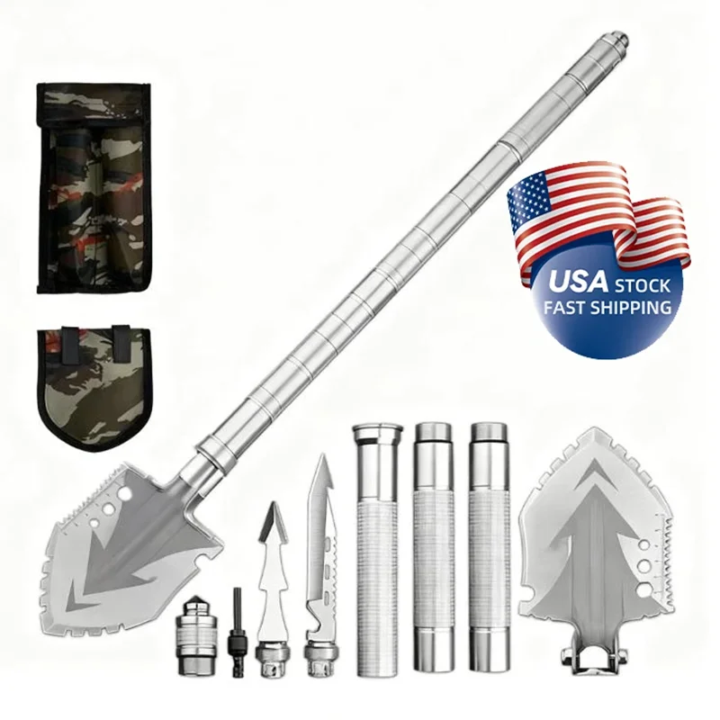 Camping and Hiking Shovel, 23in1 Folding Detachable Portable Spade Kit, Multi...