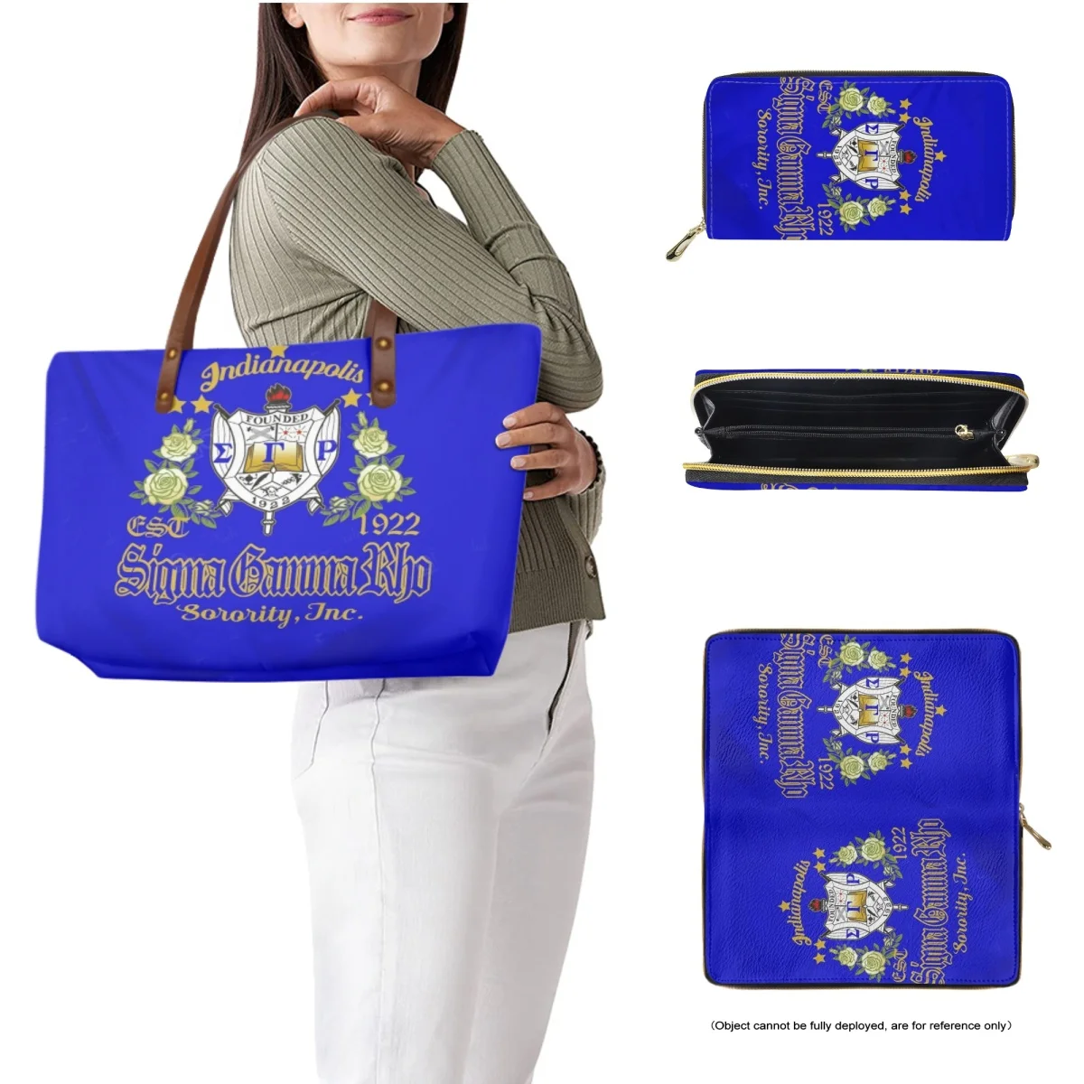 Jackherelook Large Capacity Handbag for Women New Hot Sigma Gamma Rho Sorority 1922 Shoulder Bag Ladies Shopping Tote Wallet Set